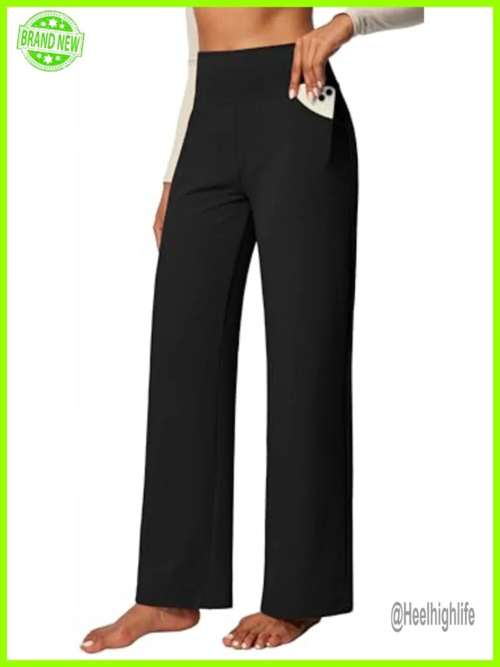Yoga Pants Wide Leg with Pockets High Waist Tummy Control Stretch Dress Casual